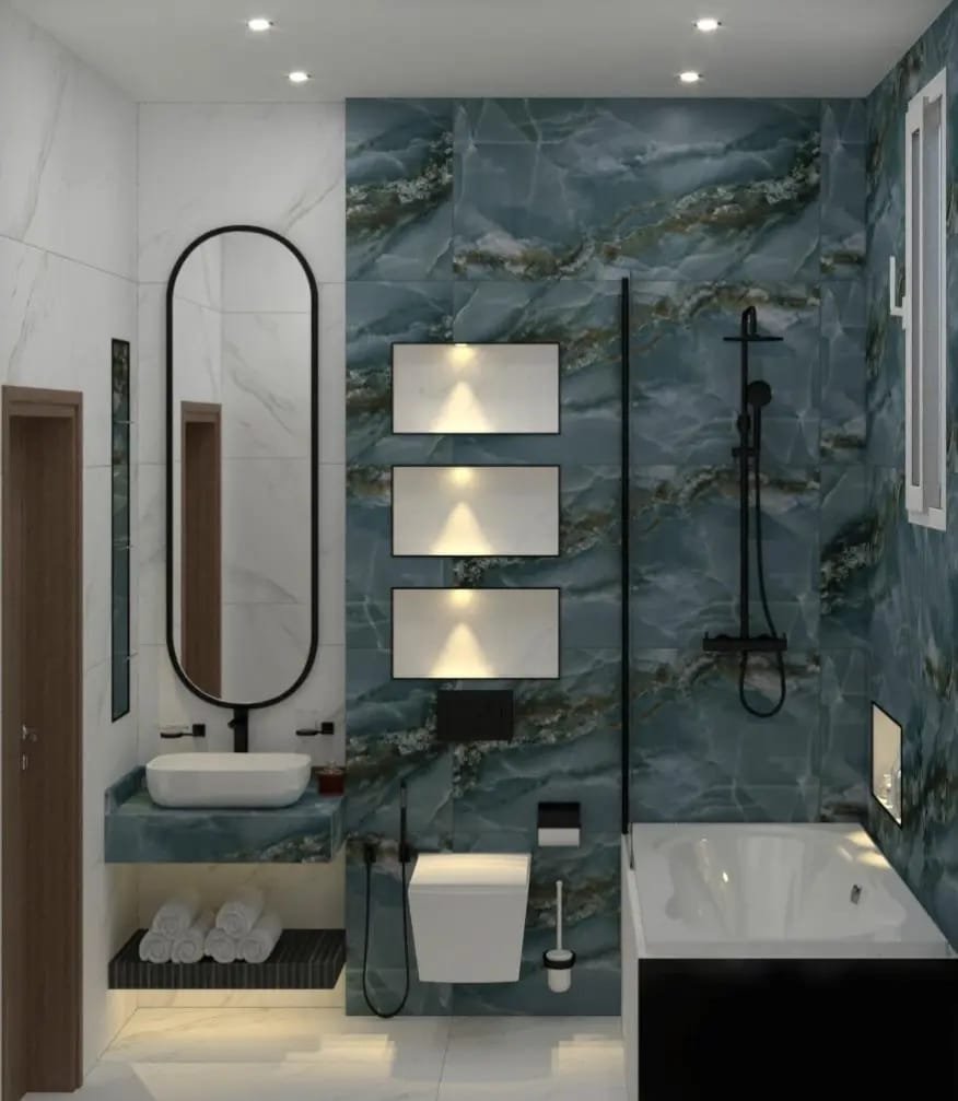 حمام مودرن رخام أزرق